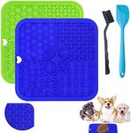 DOTOTO 2 Pack Lick Mat for Dogs Cat with Suction Cups,Silicone Slow Feeder & Non-Slip Food Mat,Pet Calming Dog Treat Mat Anxiety Relief Dog Cat Training,Perfect for Bathing Grooming(Dark Blue&Green)