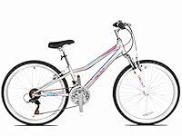 Insync Concept Chillout FS Girls’ Bike With 24-Inch Wheels & 11-Inch ATB Style Steel Frame, 18-Speed Shimano Gearing & Microshift Shifters, Non-Slip Pedals, MTB Adjustable Saddle, V-Brake, Grey Colour