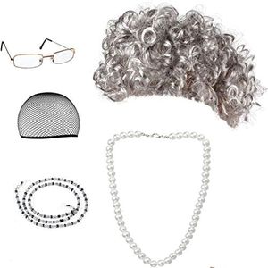 Beelittle Old Lady Costume Cosplay Grandma Granny Wig