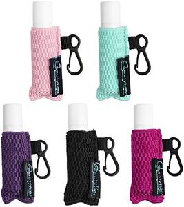 Beautyflier Clip-on Sleeve Chapstick Pouch Keychain Lipstick Holder Elastic Lip Balm Holster Travel Accessories (Black/Hot Pink/Purple/Robin Egg Blue/Pink)