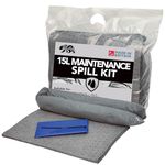 15L Spill Kit (Maintenance) UK Manufactured, Grey, Absorbs Non-Aggressive Oil and Water Based Fluids, For Indoor/Outdoor Use to contain General Liquid Spills, On-the-go Bag