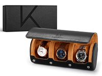 KENARK Luxury Watch Roll KW6M PLUS-BK - Premium Leather Travel Watch Case for 3 Watches - Anti-Scratch Protection - Exquisite Watch Roll Storage - Modern Watch Box - Perfect for Watch Enthusiasts