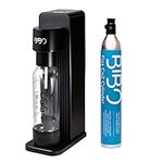 BIBO Fizz Sparkling Water Maker and Soda Maker Machine - Make Carbonated Fizzy Drinks at Home - Includes Reusable BPA-free 1 Litre Water Bottle & 60 Litre CO2 Gas Canister, Black