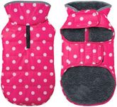 Petglad Dog Winter Coat, Waterproof Dog Jacket with Leash Hole, Reflective Adjustable Pet Snow Vest, Warm Fleece Sweater for Small Medium Large Dogs - Pink Polka Dot, 3XL