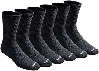 Dickies Men's Dri-Tech Moisture Control Crew Socks Multipack, Solid Black (6 Pairs), 6-12