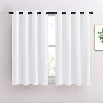 NICETOWN Blackout Curtain Panel for Kitchen - Window Treatment Thermal Insulated Solid Grommet Blackout Drape for Bedroom (52" W x 45" L,Pure White,Set of 2 Panels)