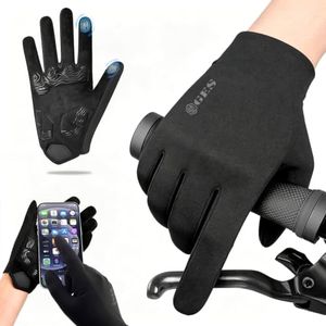 GES Cycling Gloves for Men Women– Full Finger with Touchscreen Compatible, Breathable, Anti-Slip & Anti-Shock, for Mountain Bike, Road Bike, Running, Hiking (Black, M)