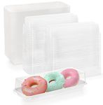 Yesland 100 Pack Charcuterie Boxes with Clear Lids, 7.5 Inch Plastic White Bakery Boxes Disposable Long Dessert Containers Small Treat Boxes for Sandwich, Cake Slice, Cupcakes, Cookies