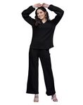 SIRIL Co-ord Set for Women's Lycra 2 Piece Co-Ord Set | Coord Sets | Formal Co ord Set for Women (603CTK10935-L_Black)