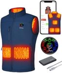 DOACE Heated Vest for Men and Women, Smart Electric Fleece Heated Vest with App Control, Lights-out Design, Battery Pack Included, Blue, L