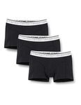 Calvin Klein Men’s 3-Pack of Boxers Trunks 3 PK with Stretch, Black W/White Wb, S [Amazon Exclusive]