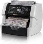 NUCOUN VC-3 Mixed Denomination Money Counter Machine, Value Counting, CIS/UV/IR/MG/MT Counterfeit Detection, USD/Euro/CAD/MXN, Printer Enable, White Cash Note Counter, Bill Counter for Business