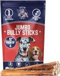 Devil Dog Pet Co. Jumbo Bully Sticks – 12 Inch, 6 Pack Dog Chews, 100% Natural, Single Ingredient, Free-Range Grass-Fed Beef – Long Lasting, Rawhide-Free Treats for Dogs