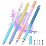 Stylus Pens for Touch Screens(4 Pack), 2 in 1 Stylus Pen for iPad with Disc and Fiber Tip, Pencil Compatible with Apple iPad, iPhone, Android, Tablets and All Capacitive Touch Screens Devices…