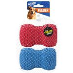 Nerf Dog Tire Feeder Dog Toy, Lightweight, Durable and Water Resistant, 4 Inches, for Medium/Large Breeds, Two Pack, Blue and Red