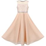 Sunny Fashion Girls Dress Beige Sequin Wedding Bridesmaid Chiffon Formal Party Pageant 10