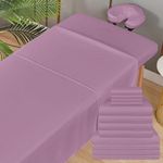 Xolloz Massage Sheets 4 Set Bundle - 120GSM Double Brushed Premium Microfiber Massage Sheets Sets - Fits All Standard Massage Tables - Stain, Oil & Wrinkle-Resistant - Cost Effective (Lavender)