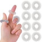 8 Pieces Spiky Sensory Finger Rings Acupressure Ring Set Silver Spikey Fidget Ring Fidget Sensory Toys for Silent Stress Reducer and Massager Improves Blood Circulation