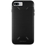 Macally iPhone 7 Plus Kickstand Case, Macally Dual Layer Protective [Black] Case with Soft Flexible Inner Shell and Heavy Duty Outer Shell for Apple iPhone 7+