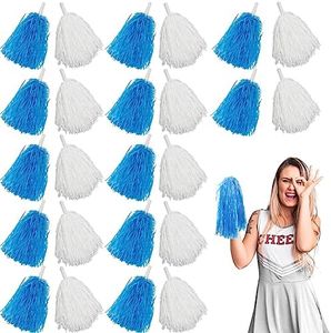 Lovecheer 24PCS Pom Poms Cheer Plastic Blue and White Cheerleader Pom Poms with Handle Cheering for Sports Spirited Dance Party Performance