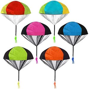6 Pack Parachute Toy Soldiers Hand Throw Parachute Men Set Tangle Free Outdoor Flying Toys for Kids