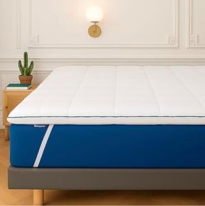 Surmatelas de Confort Moelleux 180 x 200 cm - Qualité Hôtellerie - Fabriqué en France - Epaisseur Totale de 7cm - Enveloppe Déhoussable et Lavable - Certifié Oeko-Tex