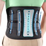 HLGO Lower Back Support Belt with Sturdy Metal Stays, Lumbar Brace for Pain Relief from Herniated Disc/Scoliosis/Sciatica, Prevents Injury from Heavy Duty, Mesh Fabric Adjustable, Waist 60"-69" /4XL