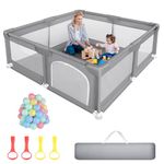 Sour Lemon Baby Playpen for Baby and Toddlers, Kid’s Fence with Anti-Collision Foam and Breathable Mesh, Indoor Kids Activity Center, Including 50 Ocean Balls y 4 Pull Rings