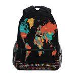 World Map and Flags Kids Backpack for Girls,Boys,Teens,Recycled School Bag with Laptop Compartment,16 in x 11.4 in, World Map and Flags, One Size