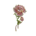 SaiDian 1 Pcs Rose Brooch Gold-tone Pink Rhinestone Crystal Brooch Pin Fashion Rose Flower Bud Brooch for Women Wedding Bridal Gift, Gemstone, alloy