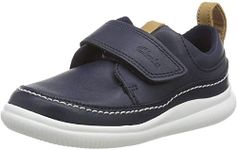 Clarks Boy's Cloud Ember Low Top Sneakers, Blue Navy Leather Navy Leather, 9.5 UK Child