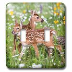 3dRose LSP_279127_2 USA, Minnesota, Sandstone, Two Fawns Amidst Wildflowers Toggle Switch, Multicolor