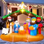 7FT Christmas Inflatables Nativity Scene Outdoor Decorations, Christmas Blow Up Yard Decorations Nativity Sets for Holiday Family Christmas Party Yard Decor