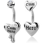 OUFER Belly Button Rings Heart Clear CZ 316L Surgical Steel Belly Rings Heart Shaped Letter Navel Rings Belly Rings Belly Piercing Jewelry, Metal, cubic-zirconia