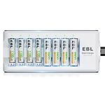 EBL Upgraded Independent 8 Bays AA AAA Battery Charger with 4 X 2800mAh AA Batteries and 4 X 1100mAh AAA Batteries, NiMH Rechargeable Batteries with Charger