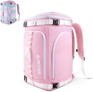 AUROTIER 60L Ski Boot Bag for Women with Helmet Compartment, Waterproof Snowboard Boots Backpack for Air Travel, Skis Gear Bag Backpack for Jacket, Gloves & Goggles, Pink