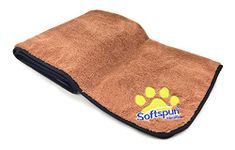 SOFTSPUN Microfiber Pet Towel 70x140 cms 1pcs 380gsm Brown! Ultra-Soft, Ultra-Absorbent for Drying Medium & Large Dogs & Cats of All Breeds Quickly.