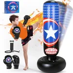 LeonaKidz Punching Bag for Kids, 66 Inch Larger Kids Boxing Bag with Gloves, All Star Inflatable Punching Bag for Kids Boxing, Karate, Gifts for Boys Age 3-12