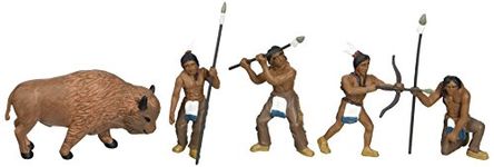 Woodland Scenics SP4444 1.5-Inch Scene Setters Figurine, Natives/Buffalo, 5-Pack