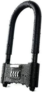 4 Digit Combination Padlock,Chumiug® Heavy Duty Anti Theft U-Shape Security Code Lock with Adjustable Shackle,for Bicycles,E-Bike,Mountain Bike,Gates,Shed,Fence [Adjustable Range 120-140mm]