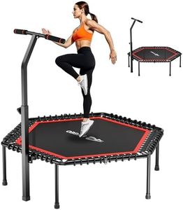 RYGEO 50'' Fitness Trampoline, Indoor Outdoor Rebounder Trampoline for Adults & Kids, Adjustable Foam Handle, Perfect for Home Workouts and Exercise Max Load 230kg/500lbs