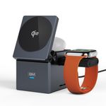 G+ iSmart 3-in-1 Wireless Charger for iPhone, Airpods & Apple Watch | Magsafe Certified Qi2 Technology for Fast Charging | Compatable with Apple Phone 16/15/14/13/12 | Grey Colour