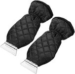 ESTOVE Ice Scraper with Glove Snow Remover Waterproof Mitt Lined of Thick Fleece for Car Windscreen Windshield Window Auto Winter Tool 2 PACK