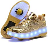 HOVERKICKES LED Roller Skate Shoes for Kids Boys Girls Light Up Roller Sneakers with Detachable Wheels Rechargeable Flashing Wheeled Shoes