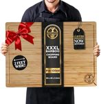 Deer & Oak XXXL Bamboo Chopping Board 60 x 40 x 3.2cm, Pre-Oiled 2 Feet Wide Extra Large Solid Wooden Cutting Board, Carving Board, Charcuterie Cheese Serving Board, Double-Sided, Juice Grooves