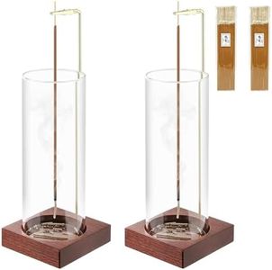 MACUSOO 2pcs Incense Holder,Wooden Incense Holder for Sticks with 20 Incense Sticks, Anti-ash Incense Burner with Glass Ash Catcher for Meditation Yoga Spa Gift