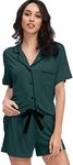 WiWi Viscose from Bamboo Soft Pajamas Set for Women Button Down Short Pajama Sets Plus Size Pjs Shorts Sleepwear S-4X, A-forest Green, Large