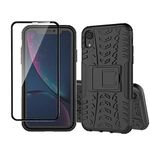 Yiakeng iPhone XR Case, iPhone XR Phone Case with Screen Protector, Shockproof Silicone Protective with Kickstand for iPhone XR (Black)