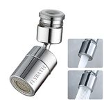 Flybath Kitchen Sink Faucet Aerator Bathroom Basin Sprayer Dual-Function 2-Flow Faucet Tap Attachment Extended Splash Proof 360° Swivel Water Bubbler Nozzle Filter, Brass Polished Chrome