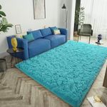 LOCHAS Ultra Soft Indoor Modern Area Rugs Fluffy Living Room Carpets for Children Bedroom Home Decor Nursery Rug, Blue, 8' x 10'